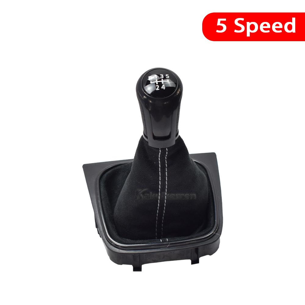 Buton schimbător de viteze manual, 5 6 viteze, cu cizmă pentru gheață, pentru Volkswagen VW Golf 5 6 MK5 MK6 R32 GTI 04-09, piele de căprioară roșie, stil de mașină