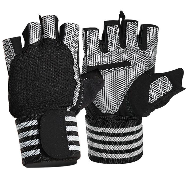1 Pair Non-slip Yoga Cycling Workouts Gloves with Wrist Support Fitness Half Finger Gloves Sports Training Gloves M белый