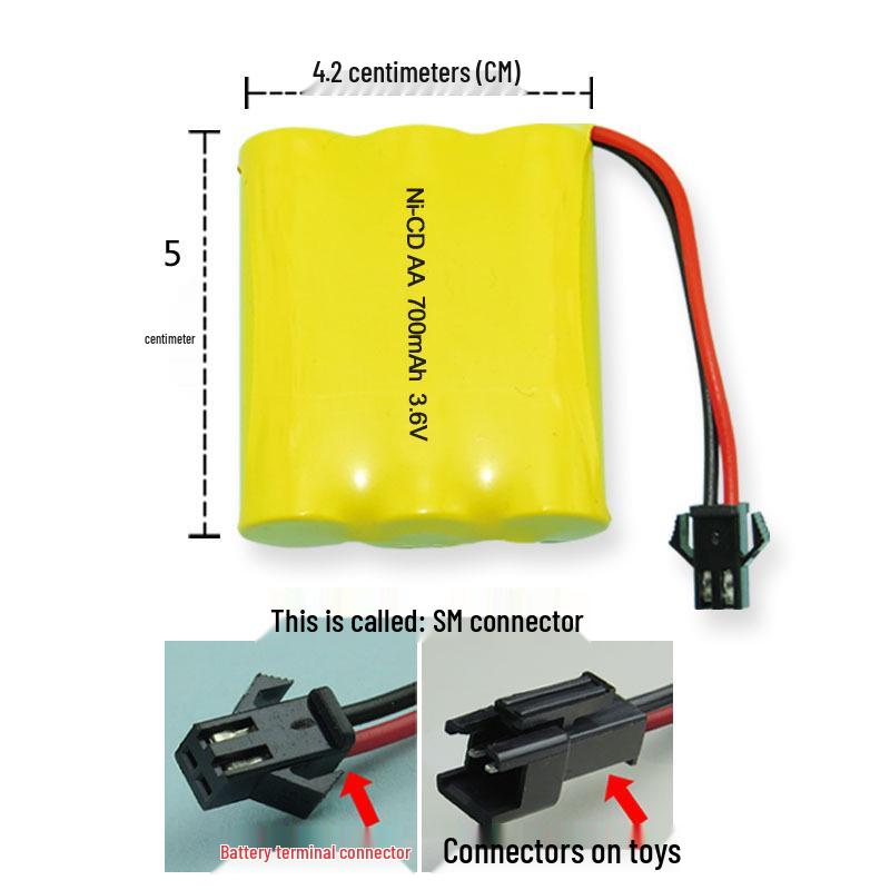Rechargeable Battery Pack for Remote Control Toy Cars - 3.6V, 4.8V, 6V, 700mAh - Toy Accessories