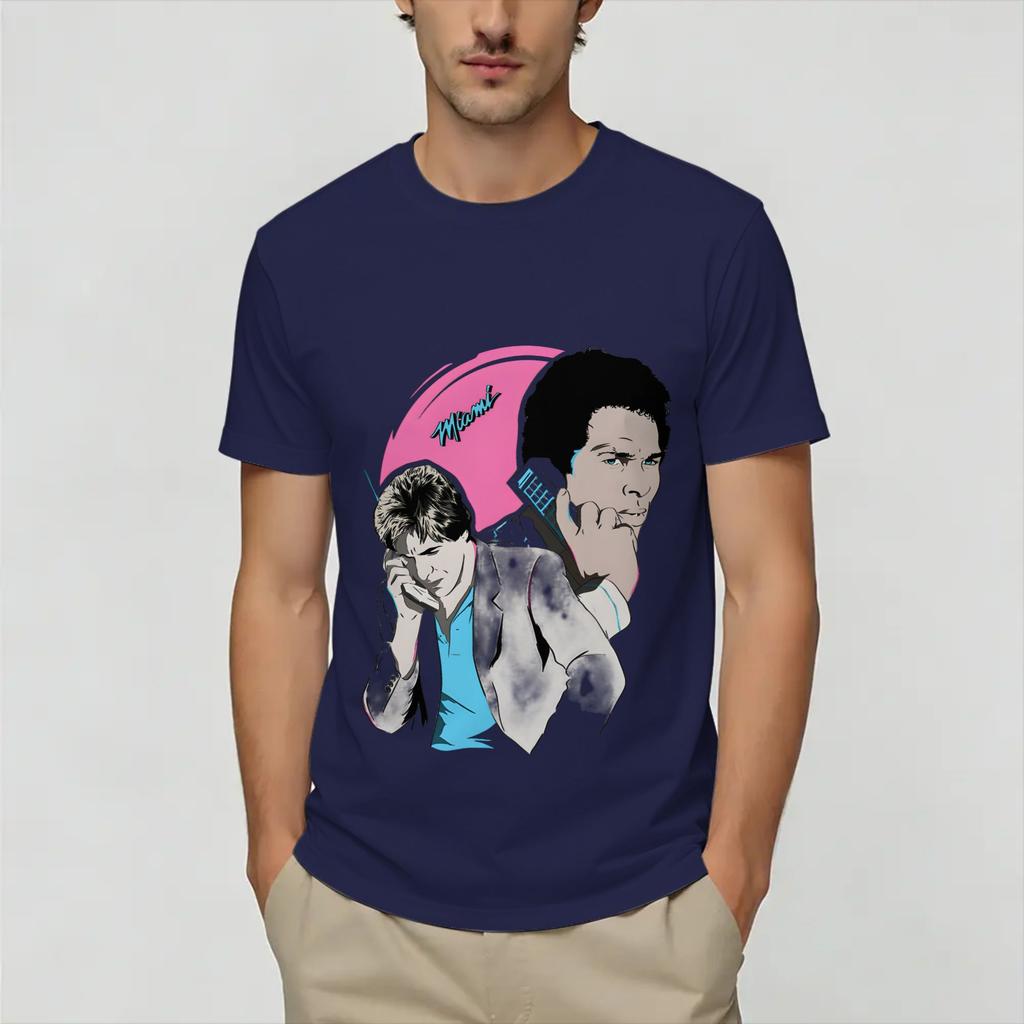 Vintage Miami Vices Unisex T-Shirt Lustige T-Shirts Kurzarm Rundhals T-Shirts 100% Baumwolle Erwachsenenkleidung
