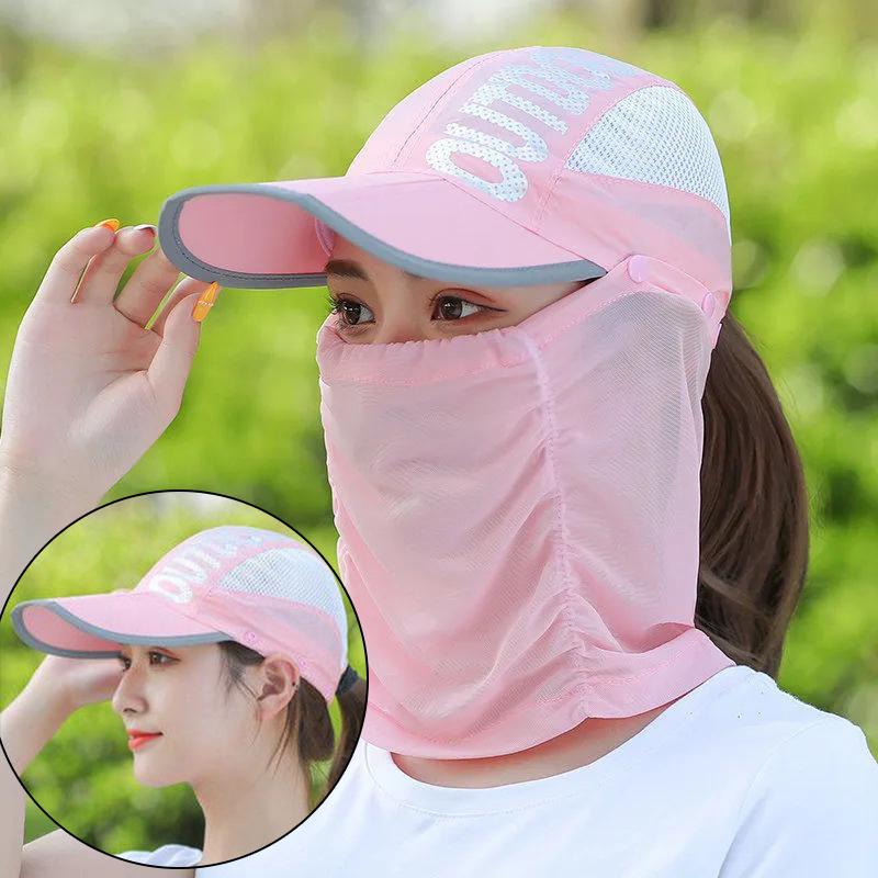 Summer Neck Face Sunshade Sun Hat Uv Protection Wide Brim Shade Hat Detachable Breathable Neck Face Baseball Cap Visor Beach Cap