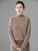 Women's High Neck Solid Color Cashmere Loose Pullover - Long Sleeve Casual Autumn/Winter Knit Sweater