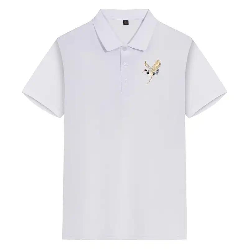 

Women s White Short Sleeve Polo Shirt Small Pattern Embroidery Casual Business Top S