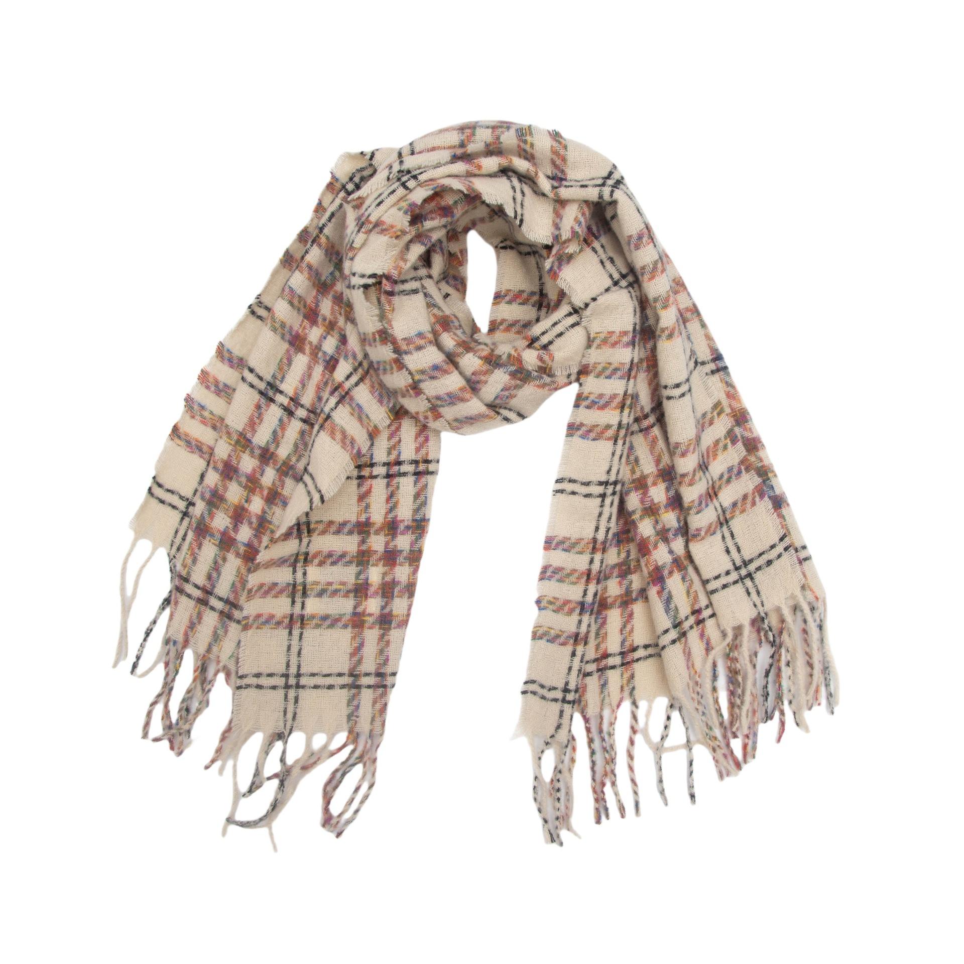 Amazon cross-border foreign trade Europe, America, autumn and winter high-end new tassel grid thousand bird grid scarf shawl manufacturer 180X63CM