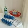 Blue and white checkered pencil case large capacity ins pencil case canvas retro checkered pencil case pencil box stationery bag