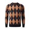 Men's Retro Argyle Sweater Long Sleeve Slim Fit Crewneck Pullover Sweater