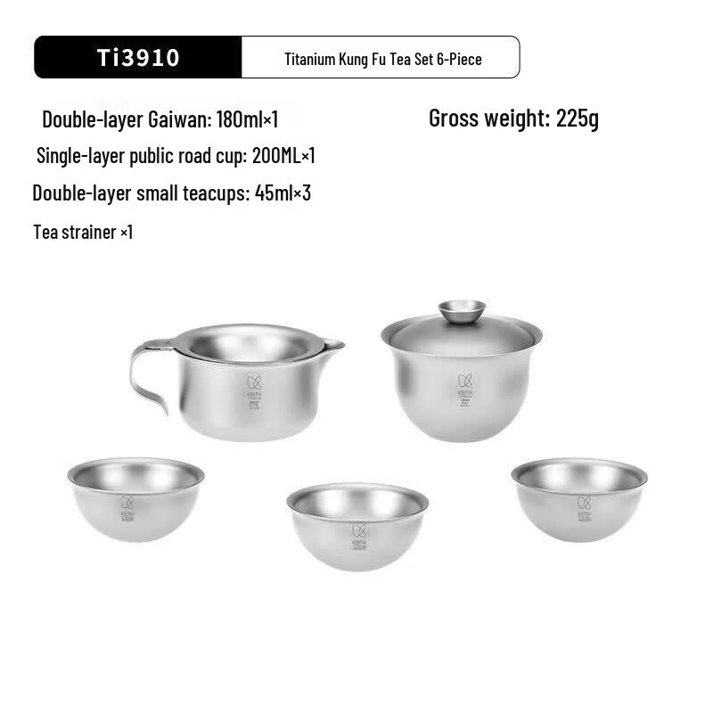 KEITH Outdoor Camping Portable Titanium Tea Set Ti3910