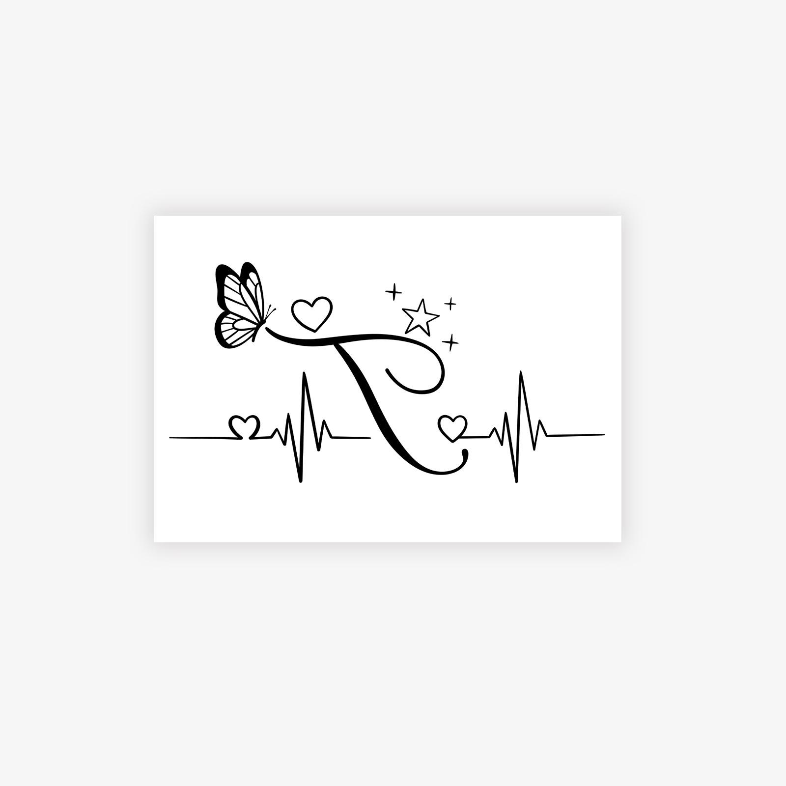 

Letter T Ecg Tattoo Sticker Waterproof And Long-Lasting Gentle Wrist Simulation Tattoo Sticker 10*7