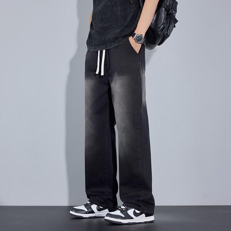 MONPOC Men's Retro Straight-Leg Loose Jeans