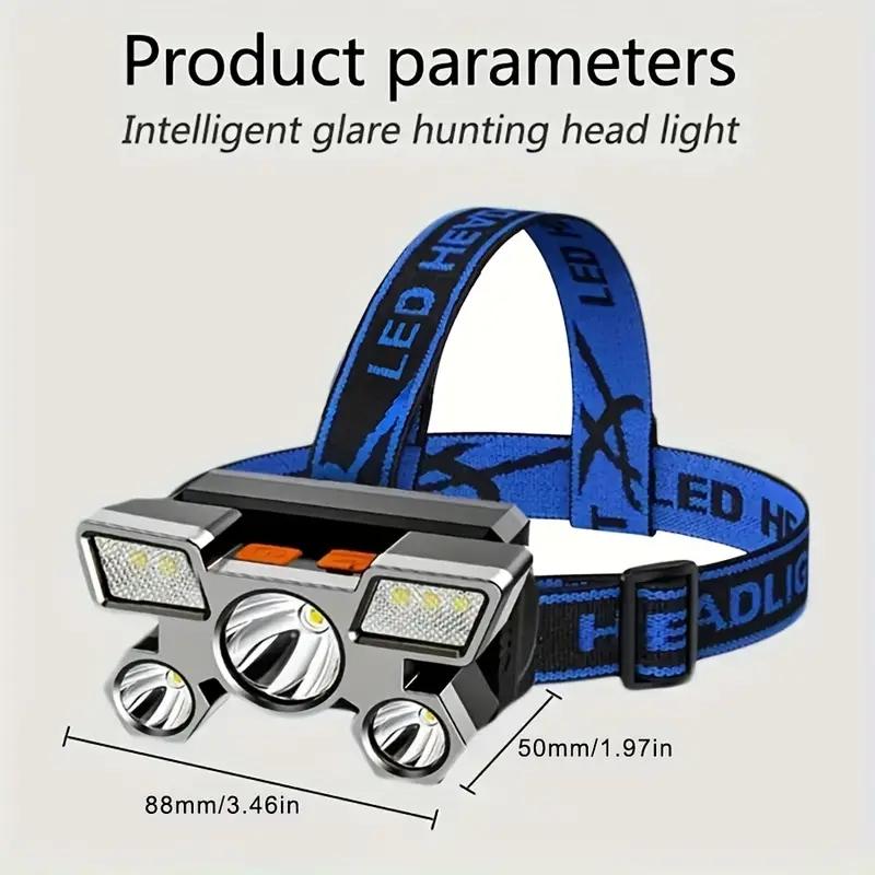 1PC Ultra Bright Headlights with Durable Rechargeable Batteries, Suitable for Camping, Running, and Outdoor Adventures