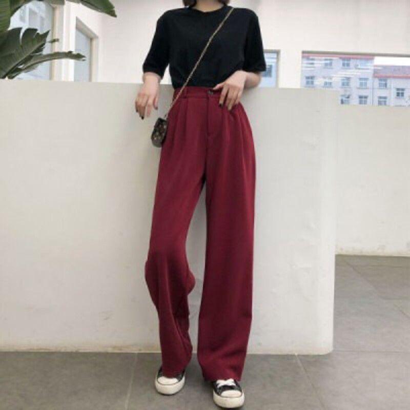 Pantaloni Eleganti a Vita Alta in Colori Uniformi per un Comfort Casual a Gamba Larga