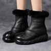 Fashion GKTINOO 2025 Winter New Genuine Leather Thick Sole Rabbit Fur Warm Short Boots Women Platform Side Zipper Snow Boots