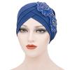 Fashion Ladies Forehead Cross Plum Blossom Hat Beanie Elastic Soft Top Hat Adult Women Milk Silk Flower Cap Muslim Turban