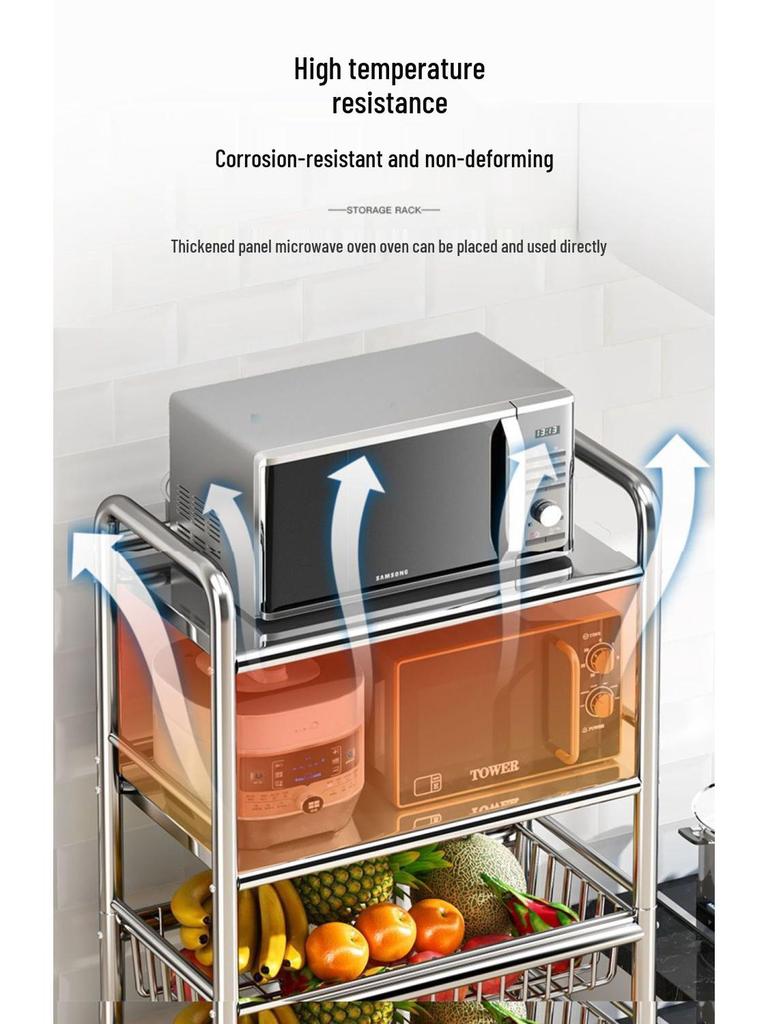 Stainless Steel Multi-Layer Kitchen Trolley for Fruits & Vegetables