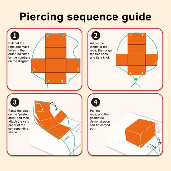 1/3Pcs Pull String 3D Geometry Learning Book with 40162 Solids DIY Paper Folding Geometry Model Kit Braided Rope Volume Surface