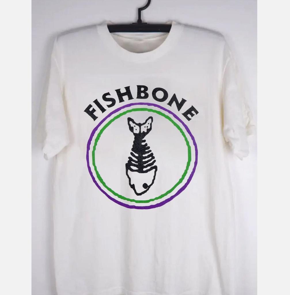 FISHBONE BAND T-SHIRT White Short Sleeve All Size S-5XL T-Shirt