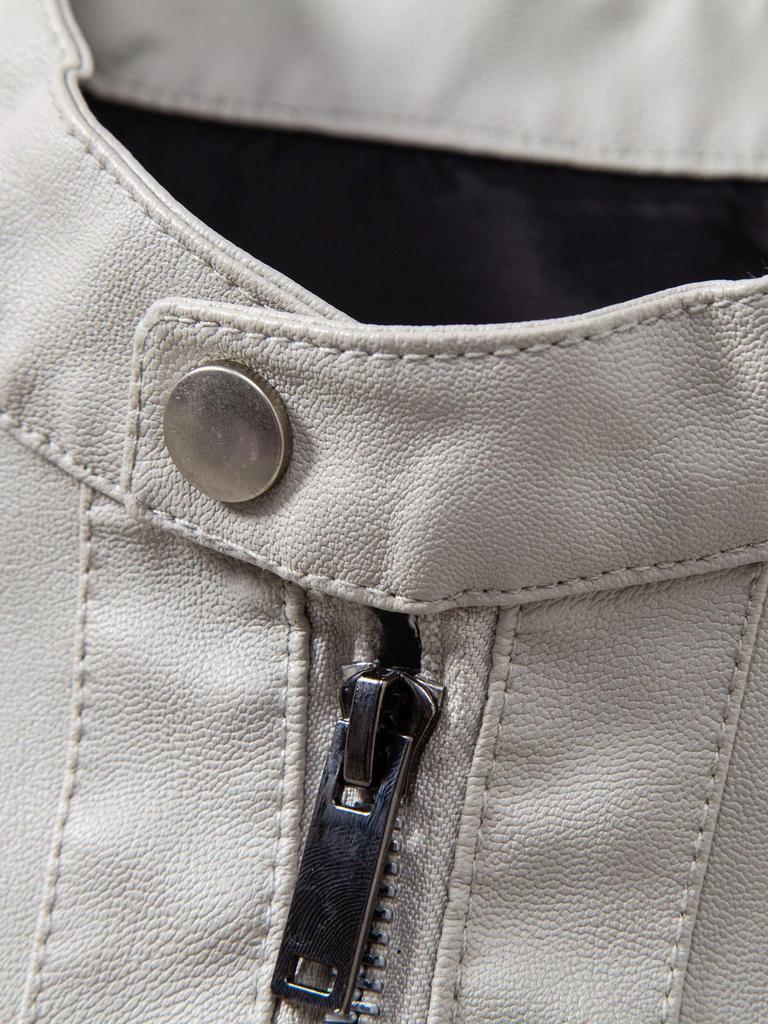 Men's Trendy PU Leather Motorcycle Jacket - Cross-Collar, Korean Style, Casual Spring/Autumn Coat