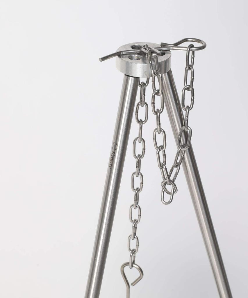 Stainless Tripod Camping Tripod Tripod Tripod Stainless Steel Cookware Lightweight 428g Compact Camping Outdoor Solo Camping Chain Adjustment Logo