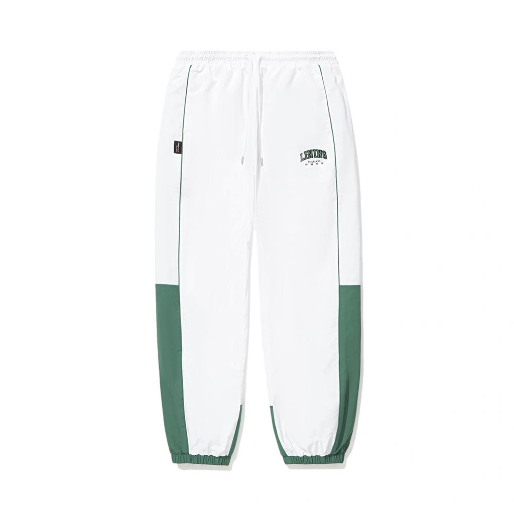 Li Ning Letter Stripe Cuffed Loose Knit Sports Pants Men Pants Standard-White AYKT701-3