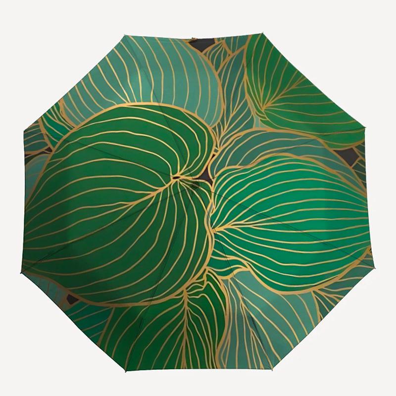 

1pc Leaf Pattern Automatic Open/Close Umbrella Compact Folding Umbrella, All-Season Portable Umbrella for Women/Men F1124254