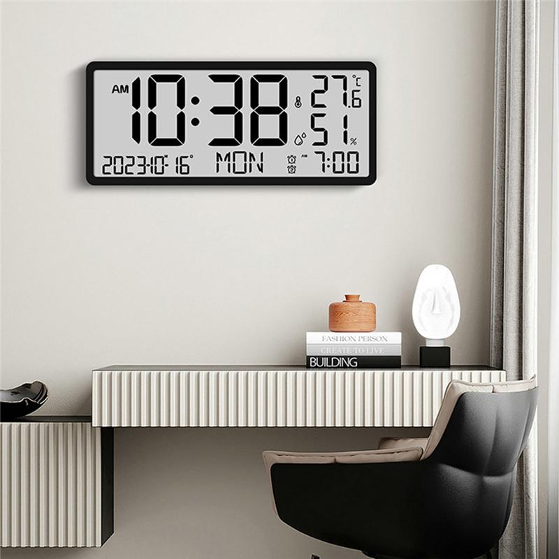 LCD Digital Alarm Clock With Temperature Sensor Desktop & Wall Mountable Manual & Automatic Display Adjustability Easy To Use -B