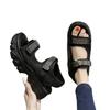 Rhinestone platform casual sports sandals women's outer wear 2025 new summer Velcro soft-soled Roman beach shoes