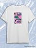 TeeSensation White Crew Neck Short Sleeve T-Shirt with Colorful Decorative Fish Pattern Print