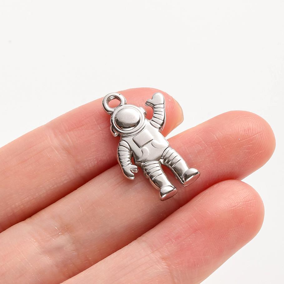 6pcs Fashion Pendant Alien Spaceship Moon Stainless Steel Charms For Jewelry Making Bag Kychain Charm DIY Necklace Earrings Bulk