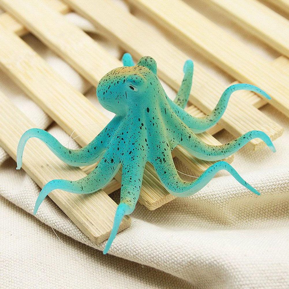 Silicone Simulation  Fluorescent  Octopus Fishbowl Decoration Adjustable Suction Cups Artifical Marine Animal Aquarium Ornament