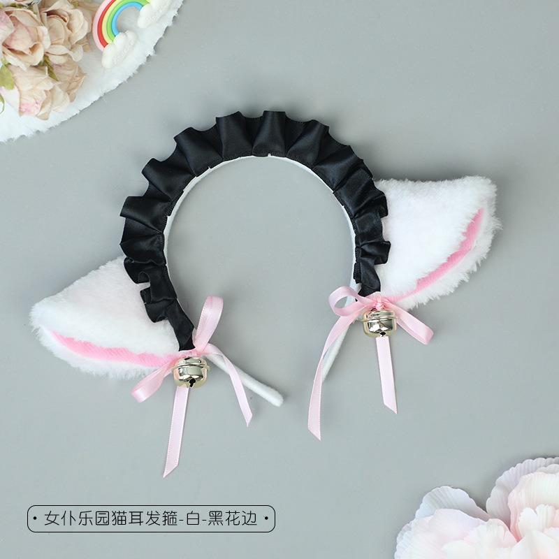 Girl beast ear headgear simulation cat ear headband comic show props lace lolita bell bow hair accessories