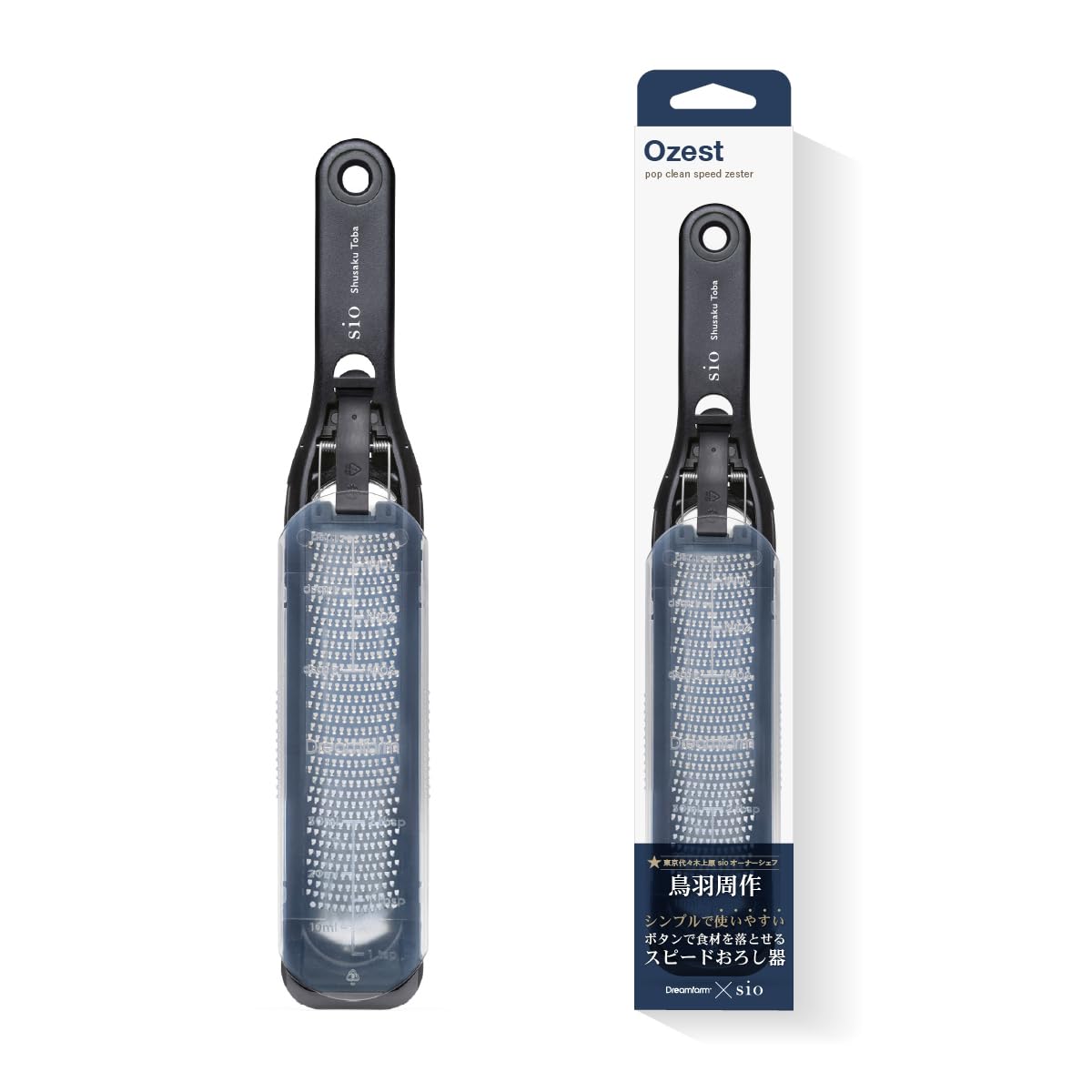 

Dreamfarm Sio ингредиенты одним нажатием Пушистая цитрусовая терка для сыра × [Кнопка переворота] чёрный