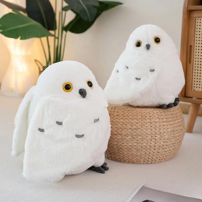 Coruja branca animais brinquedos de pelúcia cabeça torta nevada pássaro recheado modelo simulado animal decoração presentes de aniversário