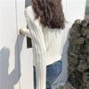 Maglione pullover lavorato a maglia retrò autunnale da donna, scollo a V, manica lunga, strisce verticali, fondo lavorato a maglia, esterno largo, colore solido