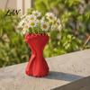Fun Room Decor 3D Printed Butterfly Flower Vase, Wavy Ribbon Matte Tabletop Decor, Multi-Purpose Planter Outdoor Garden Ornament for Fresh Dried