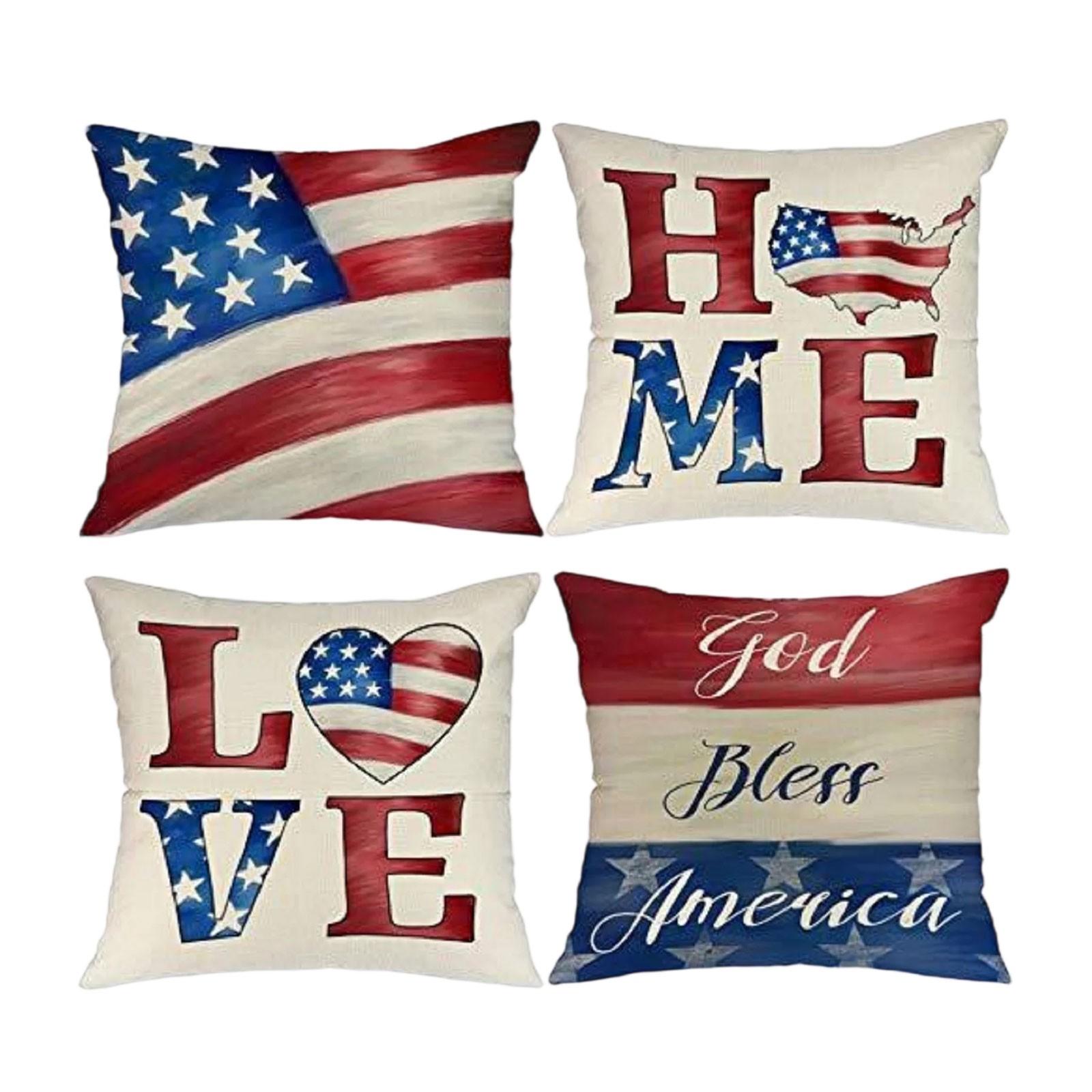 

Pompotops Декор на День Независимости Наволочки в патриотическую полоску One Size