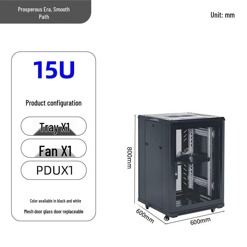 1.2m Floor-Standing Network Cabinet 37U Server Rack with Monitoring Switch & Router Compatibility