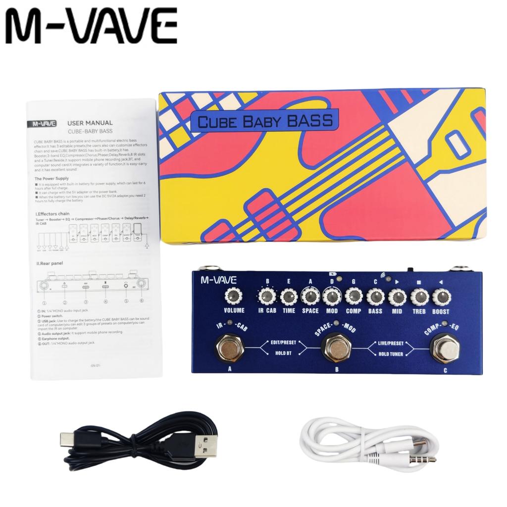 M-VAVE Cube Baby AC Pro Acoustic Guitar Processor | 9 AMP/IR Sims w/ Dly/Chs/Rvb FX | USB Audio Interface & Type-C Recharge