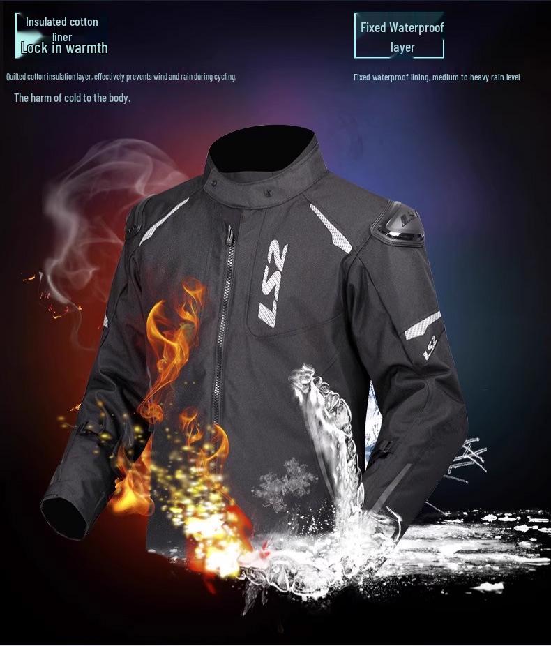 LS2 Men's Motorcycle Riding Suit: Windproof, Anti-Fall, Quick-Release, for All Seasons (Model MJ174)