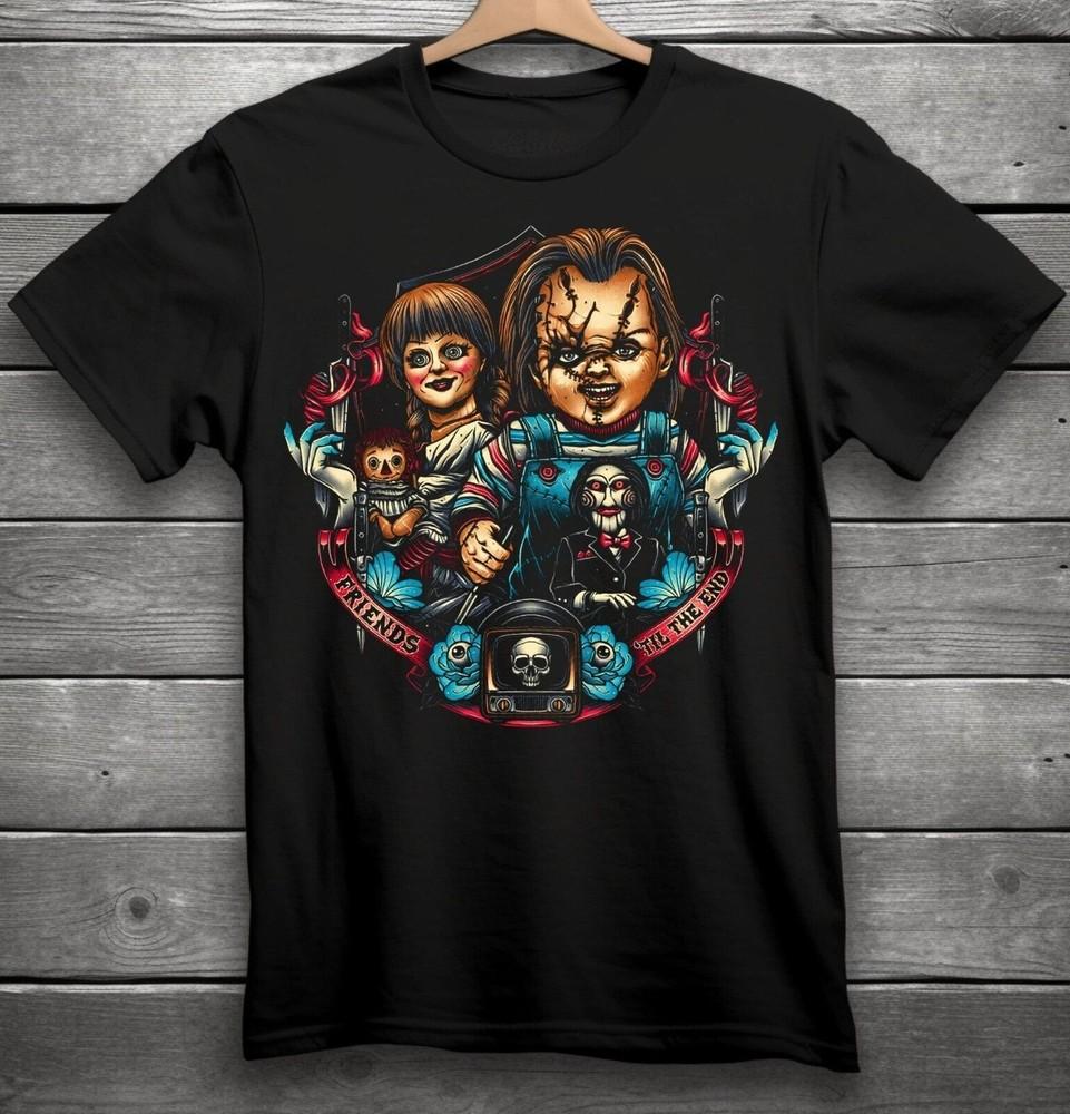 Friends Till The End TShirt Black S3XL Chucky Annabelle Billy the Puppet Unisex T-Shirt M
