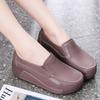Genuine Leather Casual Shoes Women Fashion Platform Shoes Slip-on Loafers Walking Wedge Heels Rocker Shoes