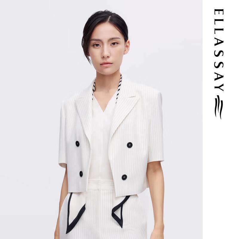 ELLASSAY Commuter Striped Double-Breasted Women s Blazer S