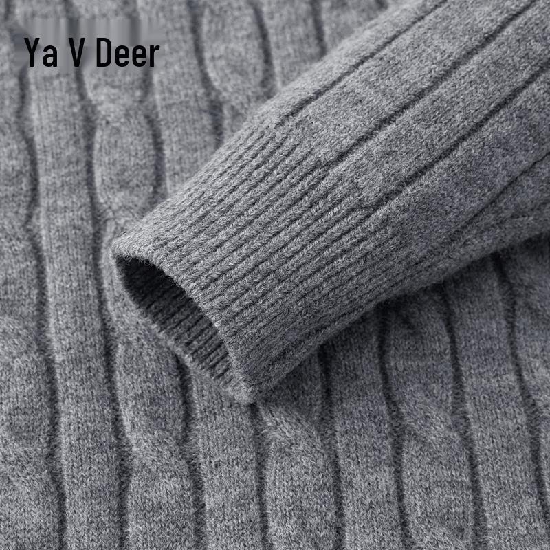 Yalu Men's Wool Blend Round Neck Knit Sweater