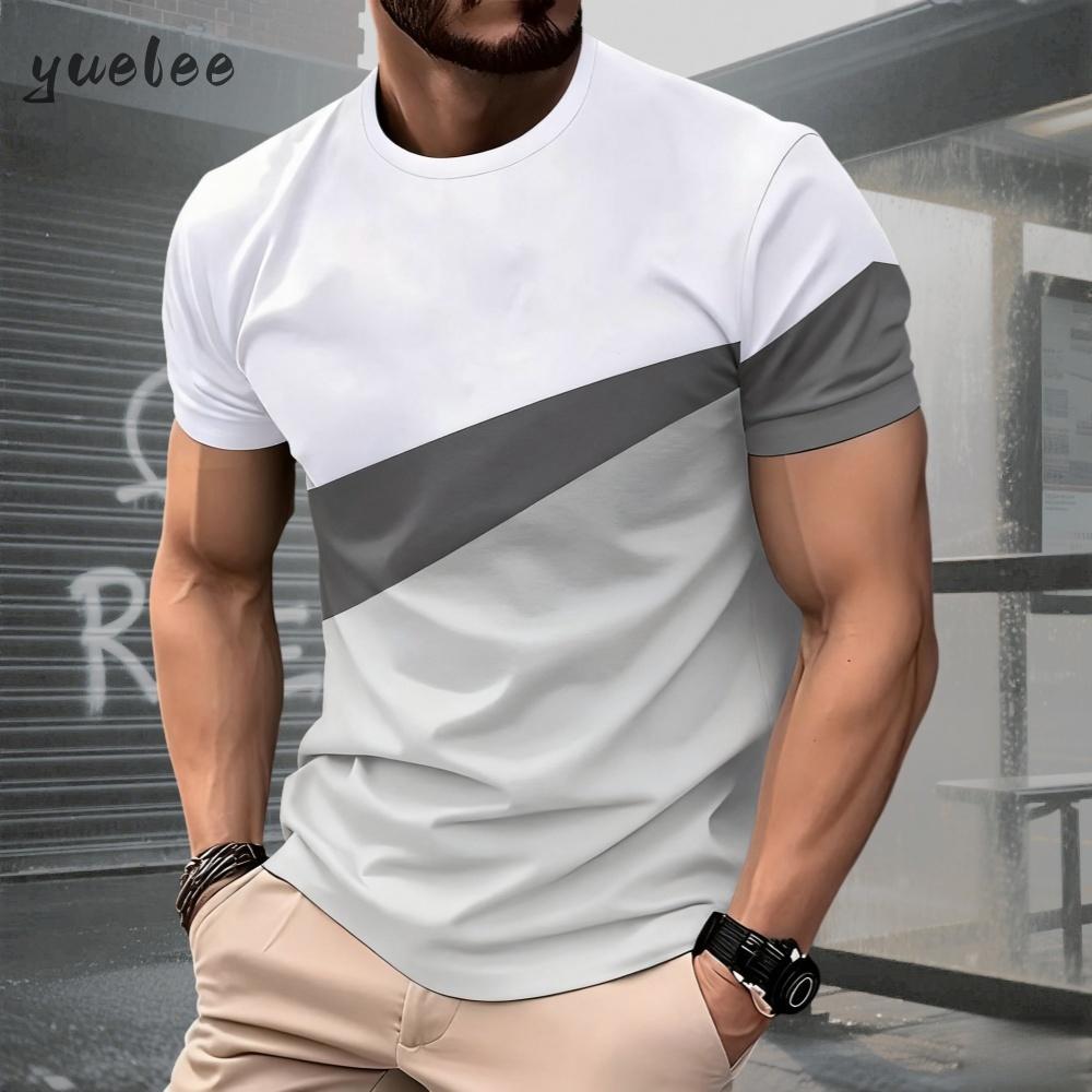 Summer Men's Classic Men's Fashion 3D Men's 3D Stripe Printed Short Sleeve T-shirt Plus Size Men's Clothing