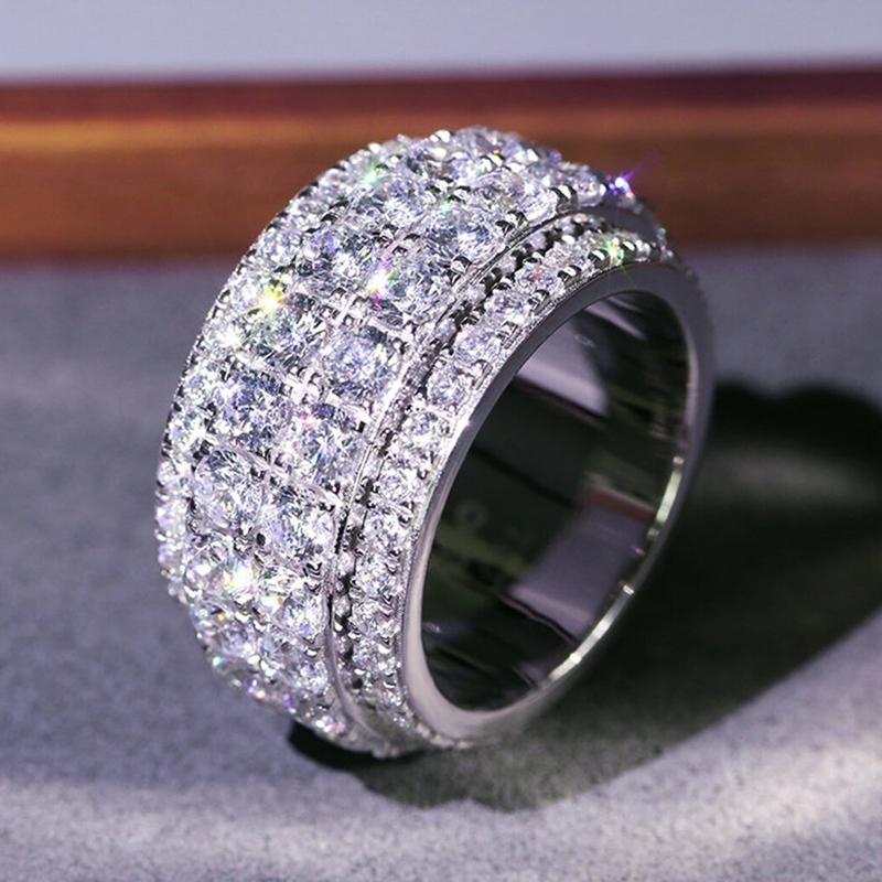 Huitan Half Round Cubic Zirconia Rings  Color Wide Band Fashion Versatile Dazzling Accessories for Women Statement Jewelry