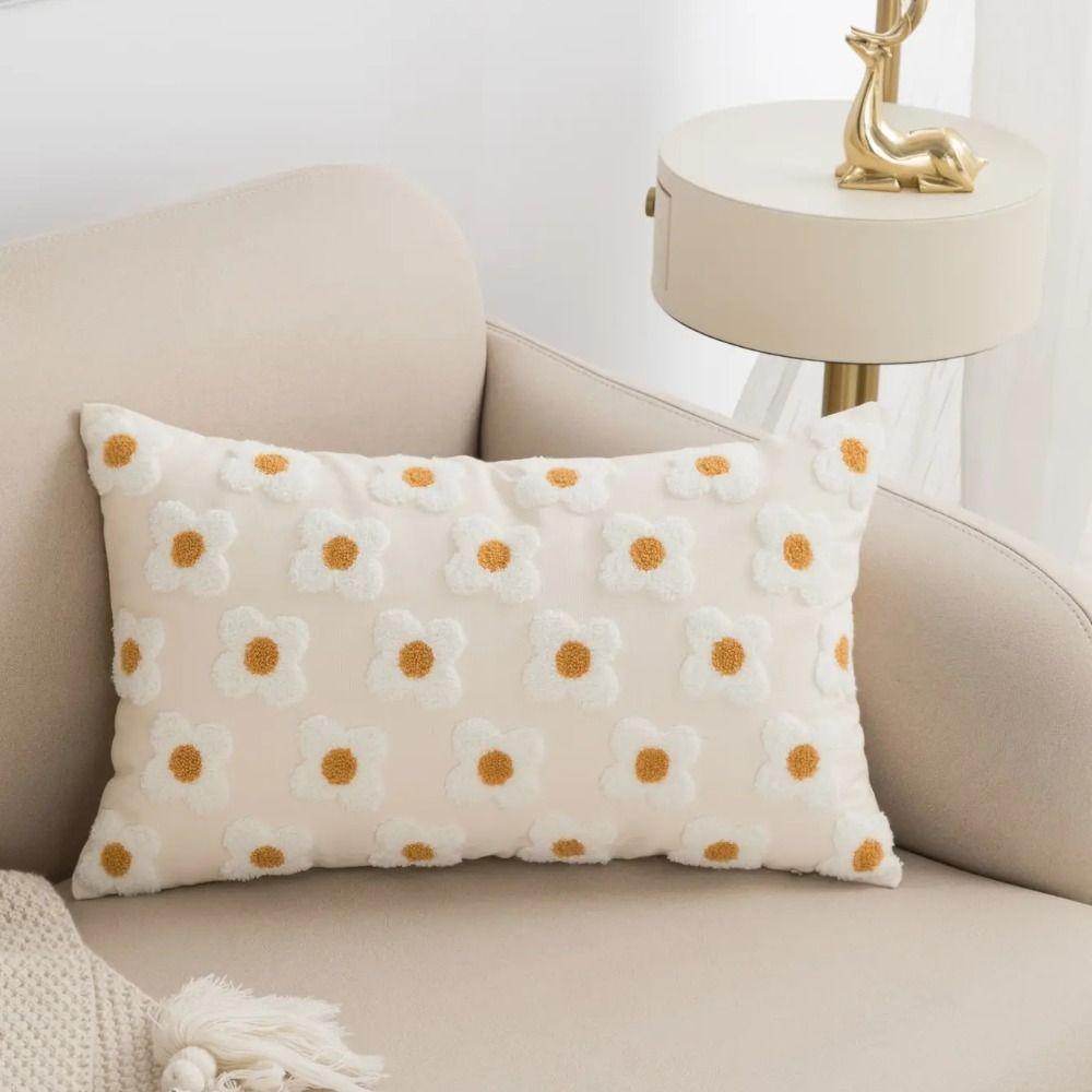 Embroidery Flowers Flower Pattern Pillowcase Cotton Pillow Cover Cushion Cover Home Decor