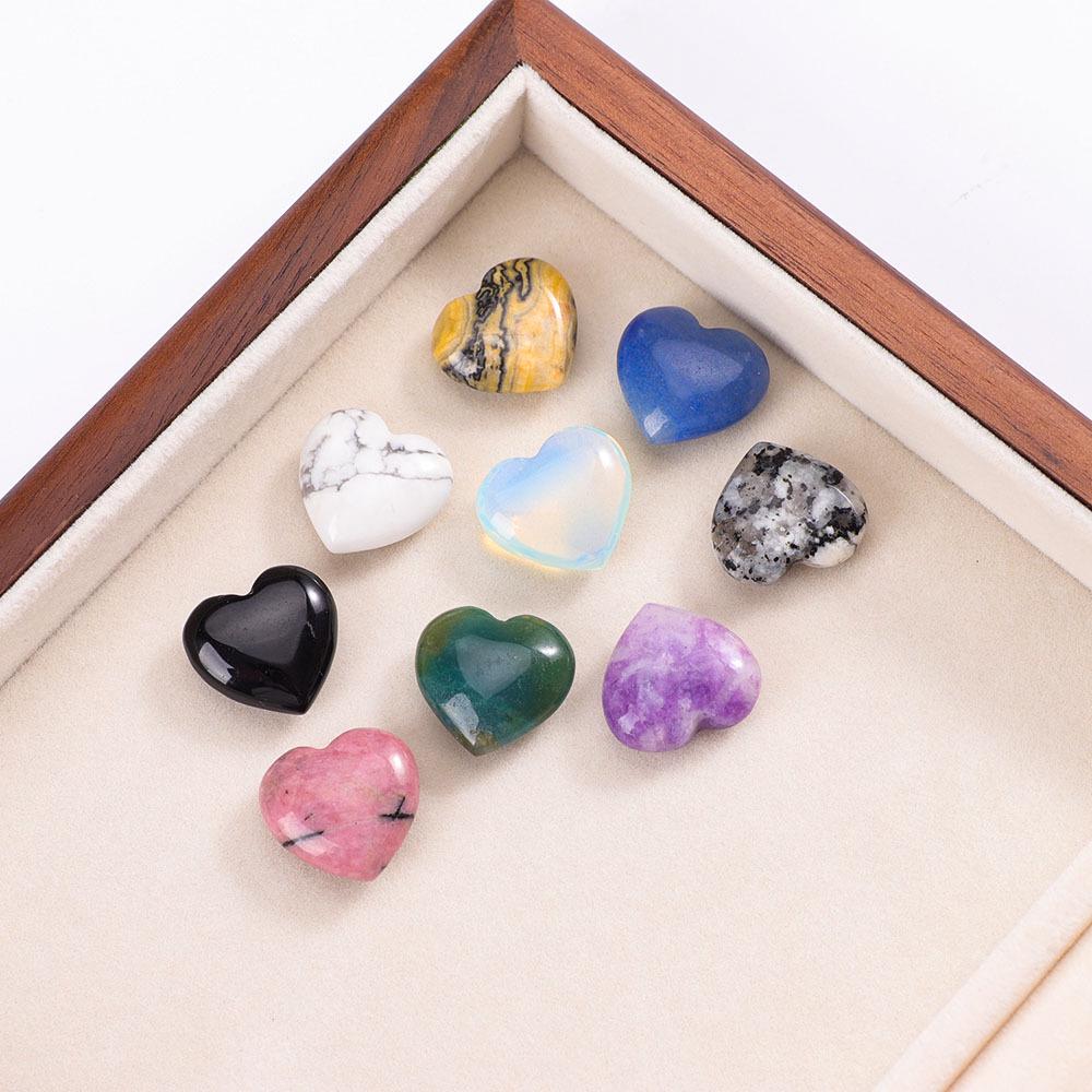 8x20mm Natural Stone Peach Heart Pendant - Crystal, Jade, Agate Gem for DIY Jewelry