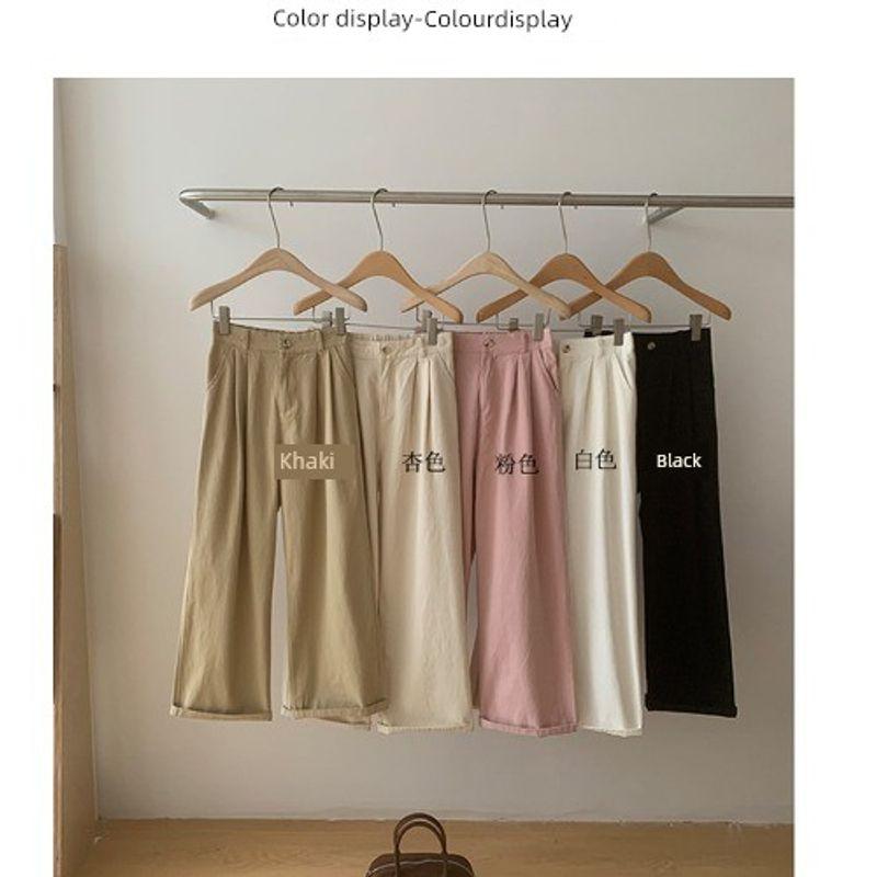 

Белые Повседневные Свободные Стройнящие и Широкие Летние Укороченные Брюки Apricot Quality Edition] M