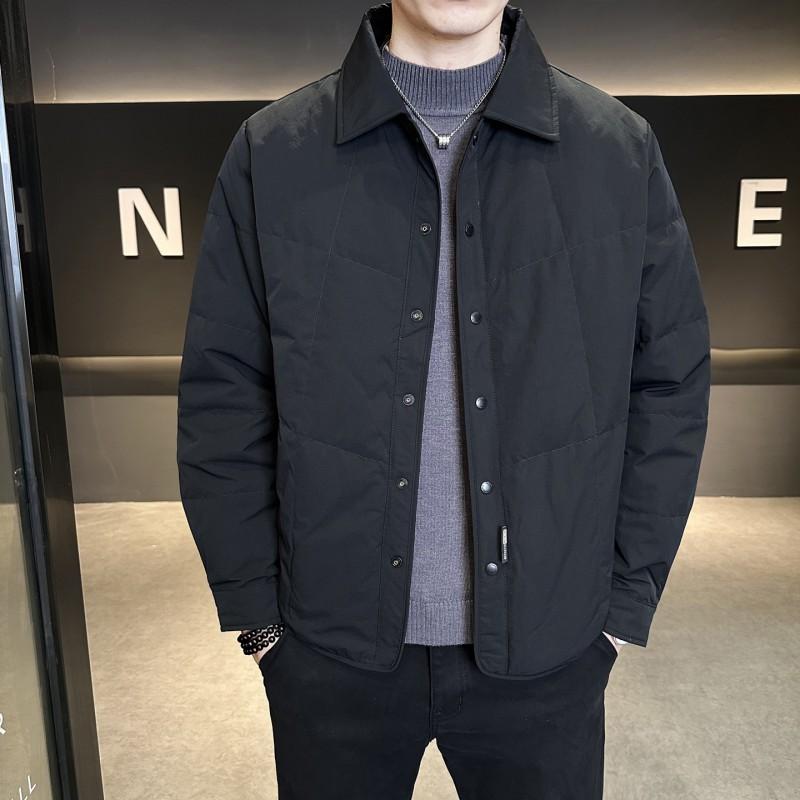 Mens Lightweight Down Jacket Winter Short Parka With Turn-Down Collar Youth Style Loose Fit