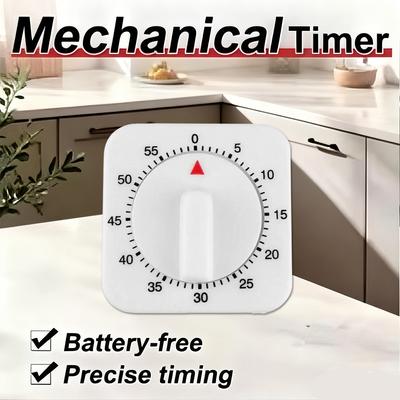 Kitchen Square Timer 60 Minute Simulated Mechanical Rotation Timer Reminder Kitchen Cooking Timer White