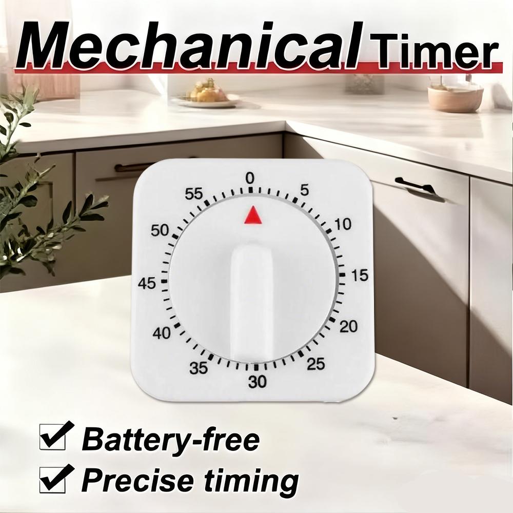 Kitchen Square Timer 60 Minute Simulated Mechanical Rotation Timer Reminder Kitchen Cooking Timer White